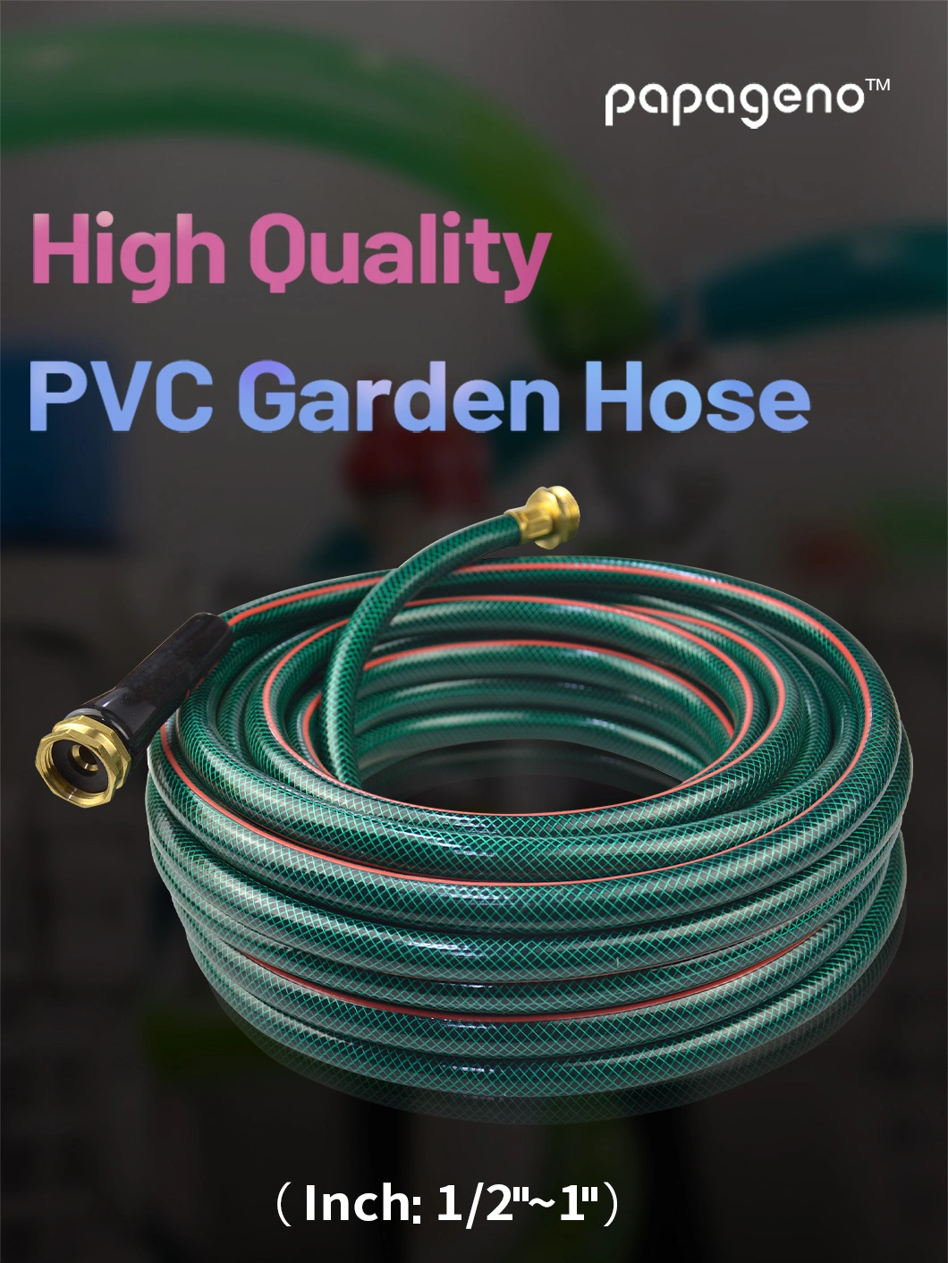 1/2&quot; 12mm Flexible Water PVC Garden Hose with Fittings