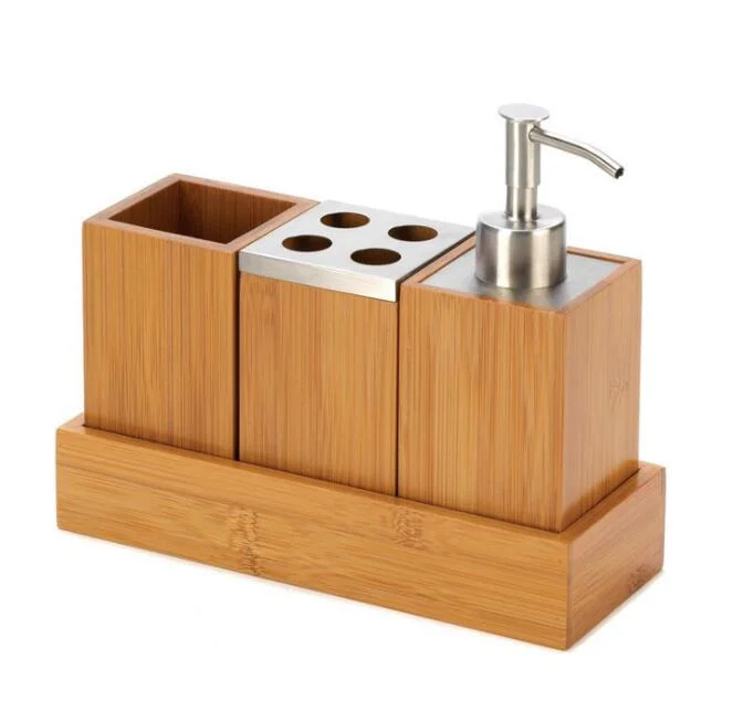 Bamboo Bathroom Accessories Bamboo Soap Dispensor Bathroom Set