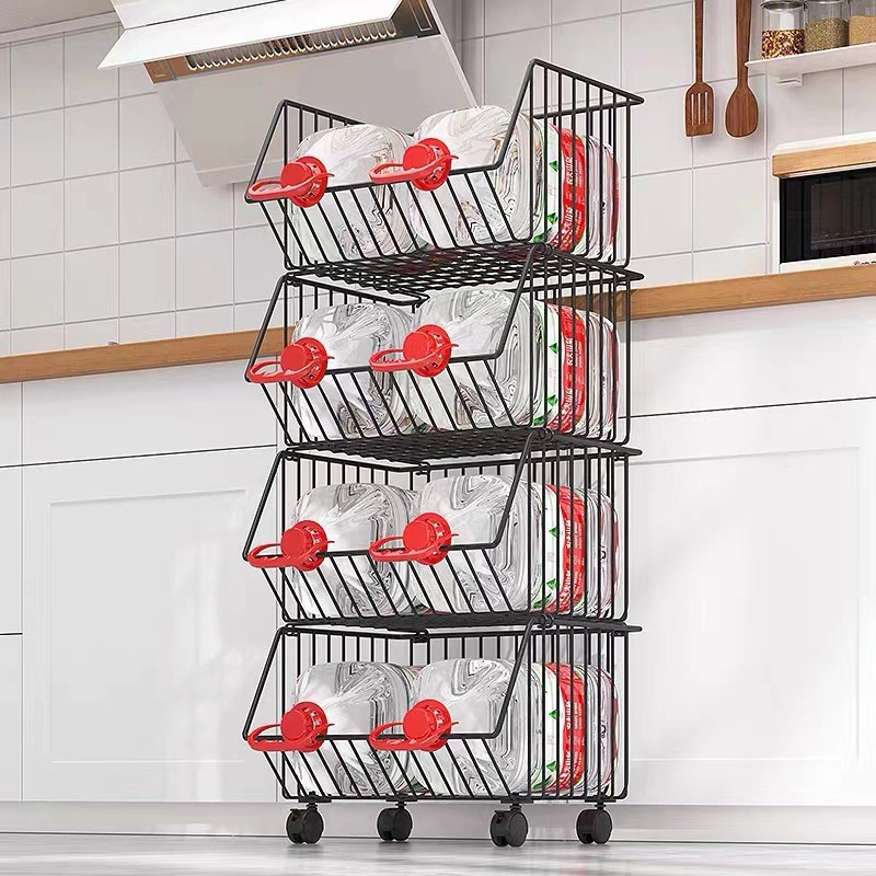 Kitchen Organizer Trolley Rotating Square Fruit Vegetables Basket Bowl Storage Fruit Kitchen Vegetable Storage