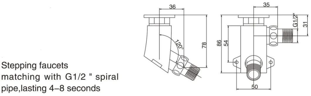 Brass Chrome Foot and Knee Control Push Operate Pedal Valve Faucet