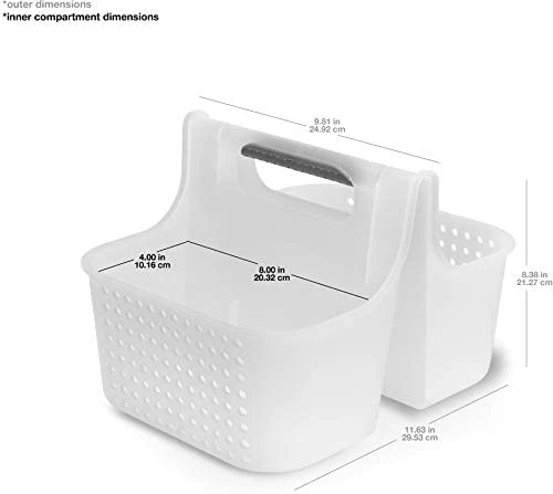 Multi-Purpose Home Organization 2-Compartments Bath Collection Organization Soft Grip Tote Under Sink Bathroom Storage