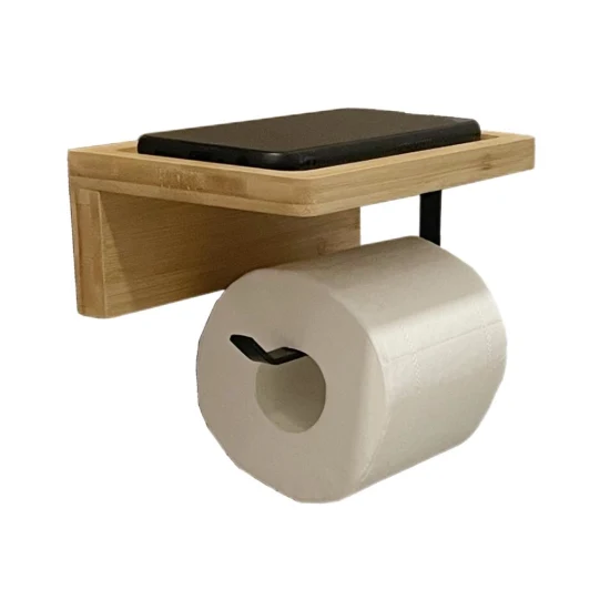 Rustic Farmhouse Home Decor Toilet Paper Holder Towel Rack Holder Wall Mounted with Shelf and Storage for Phone Wet Wipes