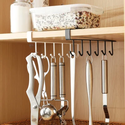 Storage Racks Cabinet Hook Cup Holder with 6 Hooks Double Row Hanging Hook for Kitchen Spoon Coffee Cup Organizer Clothes Shelf